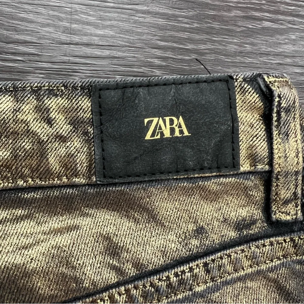 Zara Z1975 High-Waisted Straight-Leg Foil Jeans